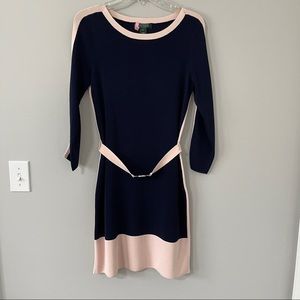 Lauren Ralph Lauren Navy/Pink Belted Shift Dress